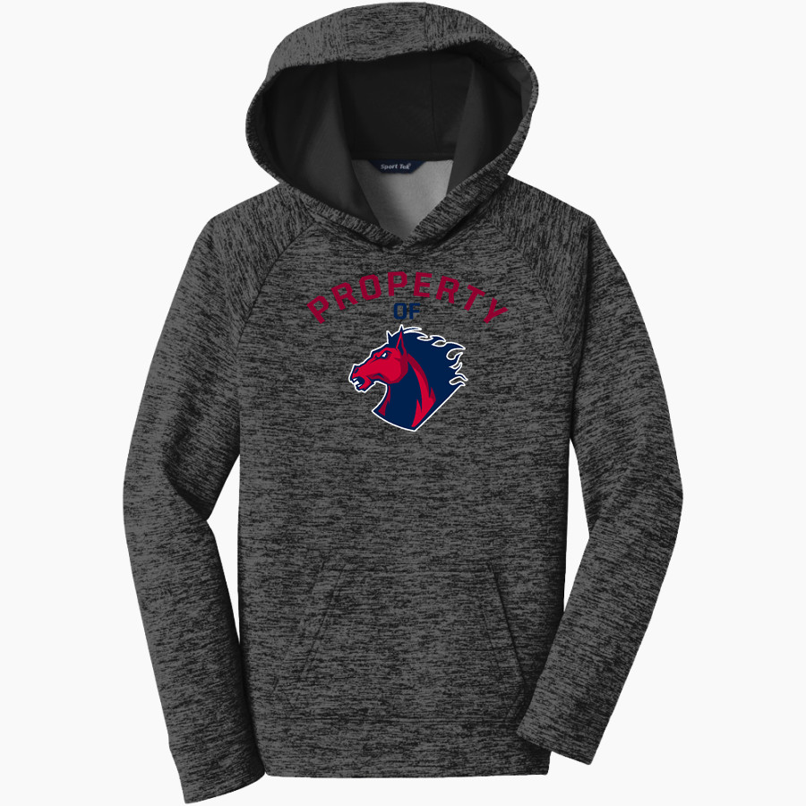 Next Academy Mustangs Sport-Tek Youth PosiCharge Electric Heather Fleece Hoodie