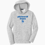 PLAINWELL HIGH SCHOOL TROJANS Sport-Tek Youth PosiCharge Electric Heather Fleece Hoodie Front Thumbnail