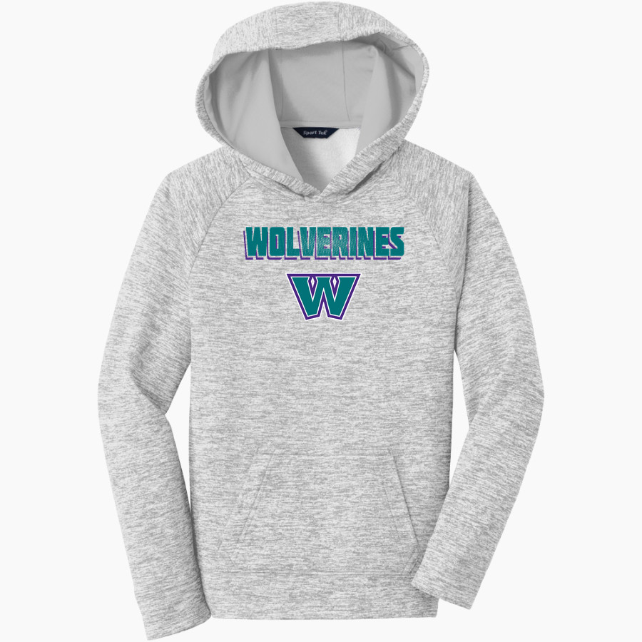 WOODSIDE HIGH SCHOOL WOLVERINES <span class="pdp-name-mascot">WOODSIDE WOLVERINES</span> Sport-Tek Youth PosiCharge Electric Heather Fleece Hoodie
