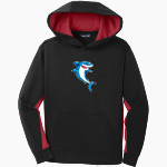 French-American School of New York - Online Store <span class="pdp-name-mascot">French-American School Sharks</span> Sport-Tek Youth Sport-Wick Fleece Colorblock Hooded Pullover Front Thumbnail