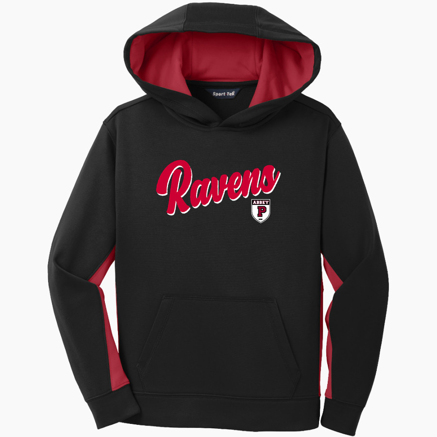 PORTSMOUTH ABBEY SCHOOL RAVENS Sport-Tek Youth Sport-Wick Fleece Colorblock Hooded Pullover