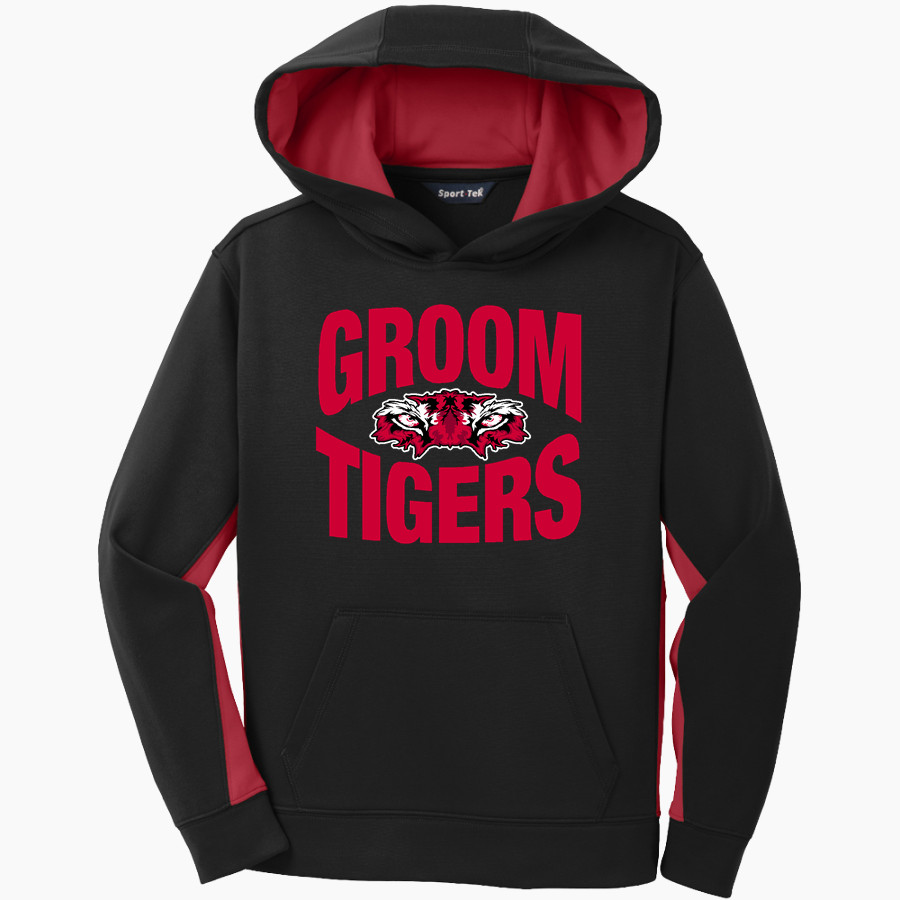 GROOM HIGH SCHOOL TIGERS <span class="pdp-name-mascot">GROOM TIGERS</span> Sport-Tek Youth Sport-Wick Fleece Colorblock Hooded Pullover