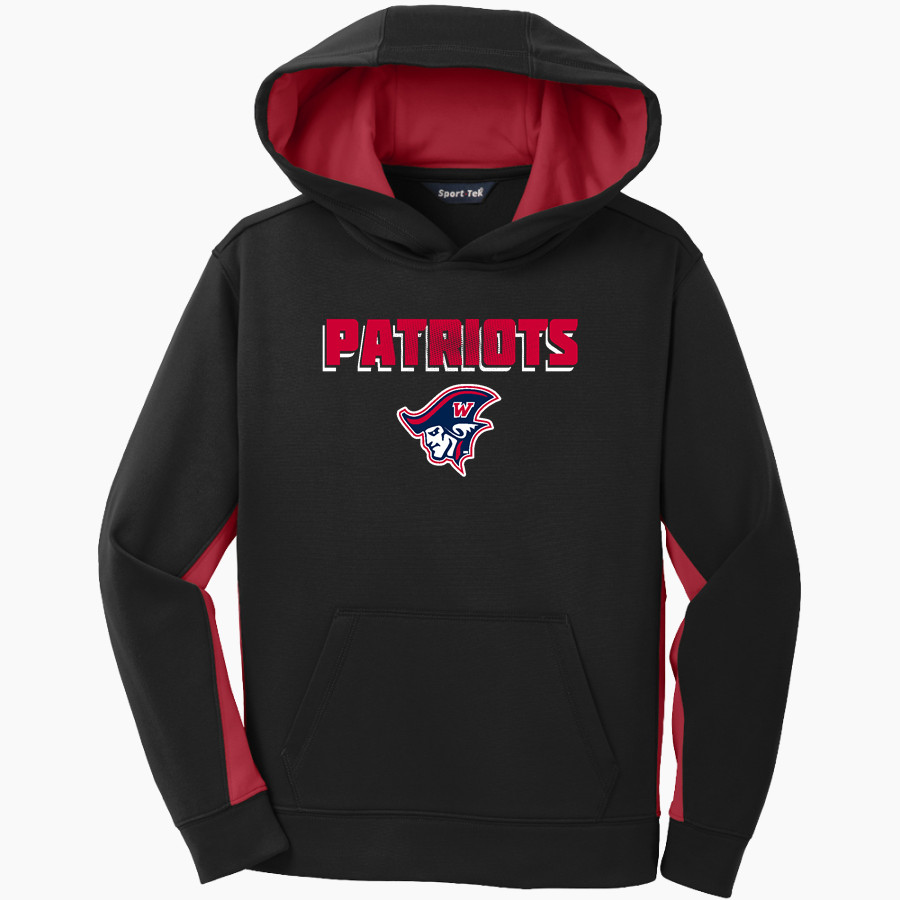 WESTWOOD HIGH SCHOOL PATRIOTS <span class="pdp-name-mascot">WESTWOOD PATRIOTS</span> Sport-Tek Youth Sport-Wick Fleece Colorblock Hooded Pullover