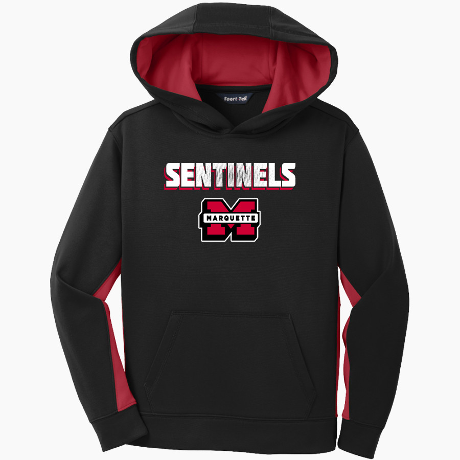 Marquette Sentinels Sport-Tek Youth Sport-Wick Fleece Colorblock Hooded Pullover