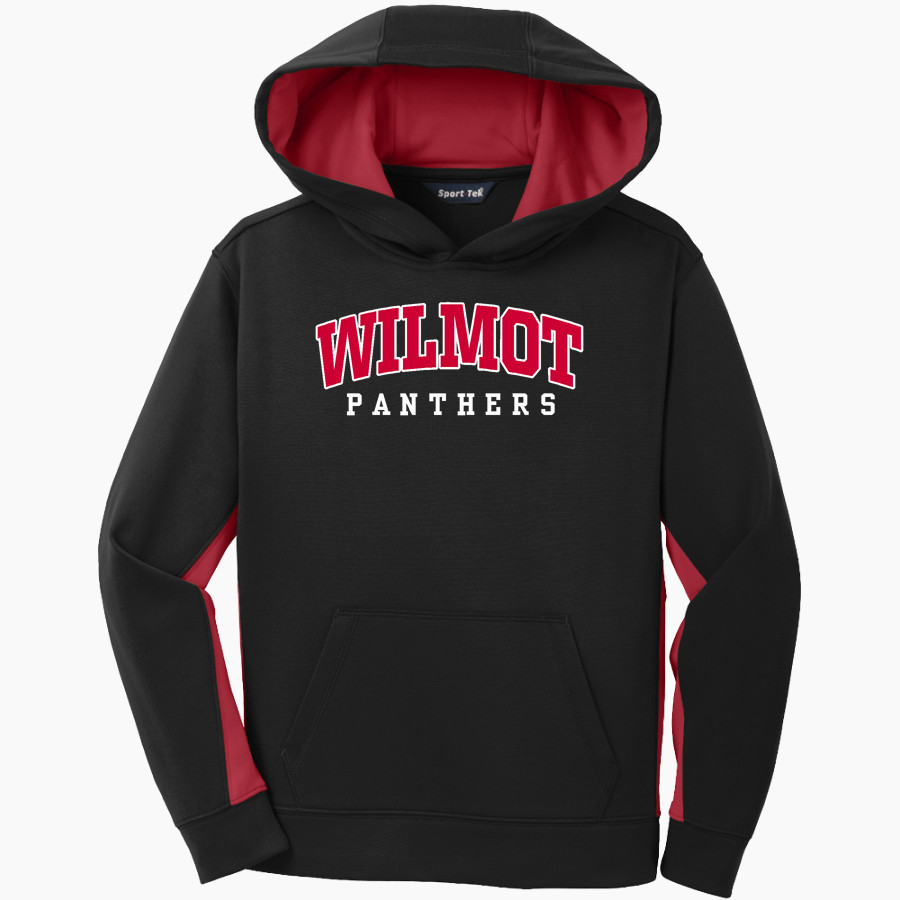 WILMOT UNION HIGH SCHOOL PANTHERS <span class="pdp-name-mascot">WILMOT PANTHERS</span> Sport-Tek Youth Sport-Wick Fleece Colorblock Hooded Pullover