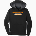 CHRIST LUTHERAN Cougars <span class="pdp-name-mascot">CHRIST LUTHERAN DAY SCHOOL Cougars</span> Sport-Tek Youth Sport-Wick Fleece Colorblock Hooded Pullover Front Thumbnail