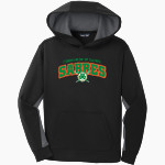 Communion of Saints School Sabres official sideline store Sport-Tek Youth Sport-Wick Fleece Colorblock Hooded Pullover Front Thumbnail