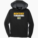 Monterey Toreadores <span class="pdp-name-mascot">Monterey Toreadores</span> Sport-Tek Youth Sport-Wick Fleece Colorblock Hooded Pullover Front Thumbnail