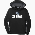 New Brunswick zebras prepare. empower. inspire. Sport-Tek Youth Sport-Wick Fleece Colorblock Hooded Pullover Front Thumbnail