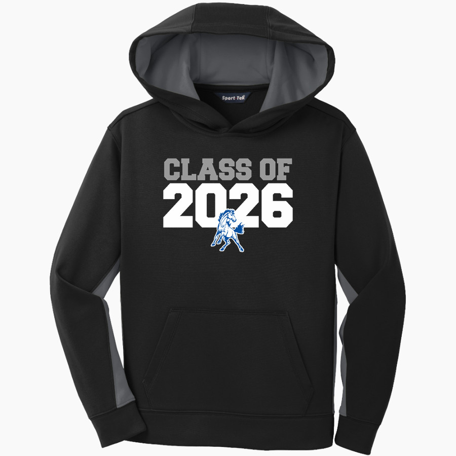 BLHS Mustangs <span class="pdp-name-mascot">BLHS Mustangs</span> Sport-Tek Youth Sport-Wick Fleece Colorblock Hooded Pullover