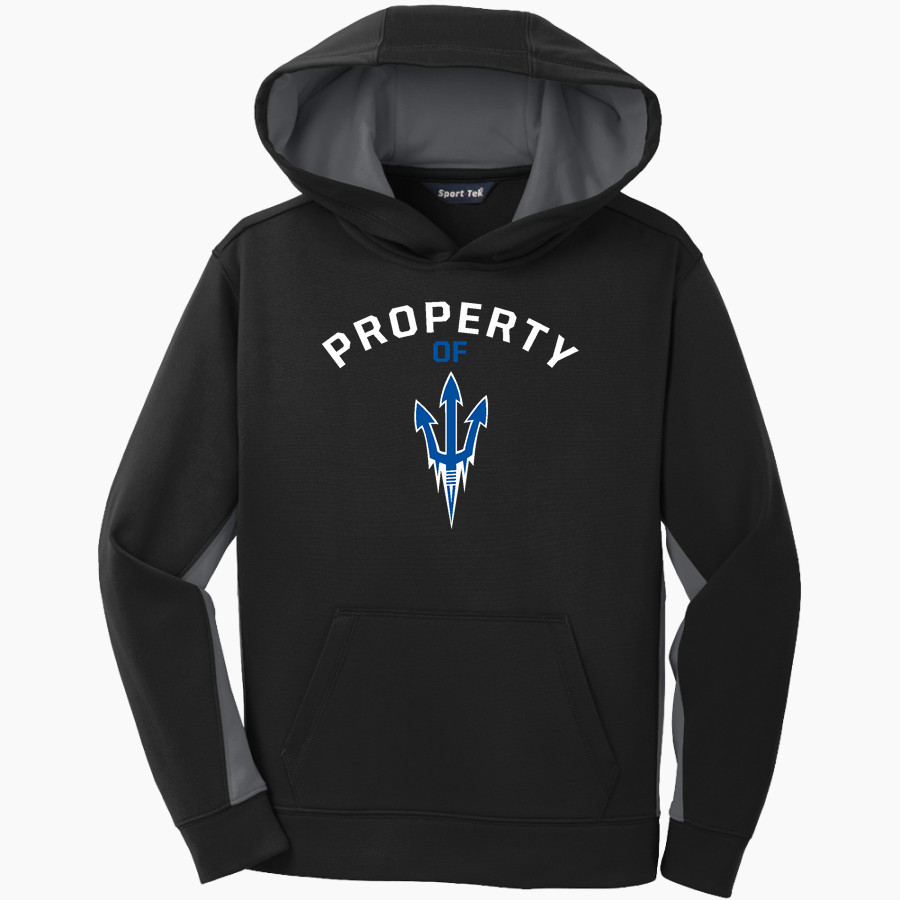 BROCKPORT BLUE DEVILS The Official Online Store <span class="pdp-name-mascot">BROCKPORT BLUE DEVILS</span> Sport-Tek Youth Sport-Wick Fleece Colorblock Hooded Pullover