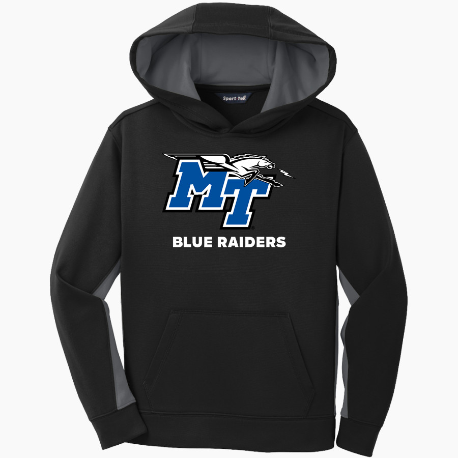 MTSU Blue Raiders <span class="pdp-name-mascot">MTSU Blue Raiders</span> Sport-Tek Youth Sport-Wick Fleece Colorblock Hooded Pullover