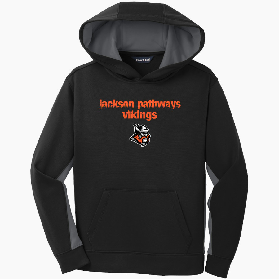 Jackson Pathways Vikings <span class="pdp-name-mascot">Jackson Pathways Vikings</span> Sport-Tek Youth Sport-Wick Fleece Colorblock Hooded Pullover
