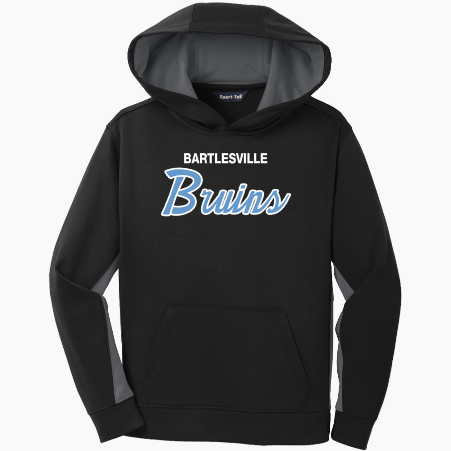 BARTLESVILLE HIGH SCHOOL BRUINS Sport-Tek Youth Sport-Wick Fleece Colorblock Hooded Pullover