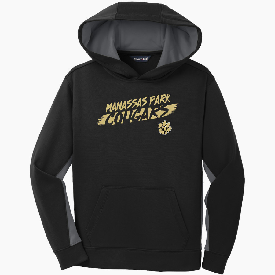 Manassas Park Cougars Sport-Tek Youth Sport-Wick Fleece Colorblock Hooded Pullover