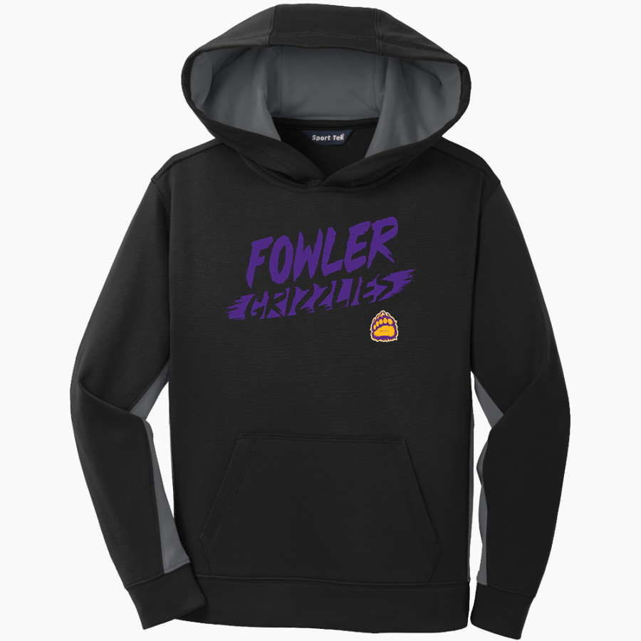 Fowler Grizzlies Sport-Tek Youth Sport-Wick Fleece Colorblock Hooded Pullover