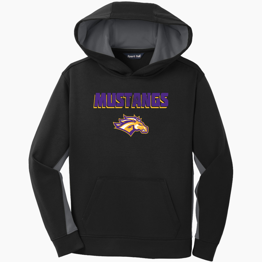 Rolling Meadows Mustangs <span class="pdp-name-mascot">Rolling Meadows High School Mustangs</span> Sport-Tek Youth Sport-Wick Fleece Colorblock Hooded Pullover