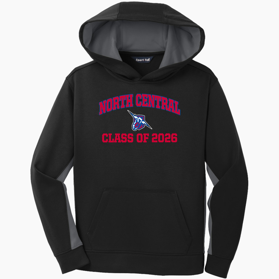 NORTH CENTRAL THUNDER <span class="pdp-name-mascot">NORTH CENTRAL THUNDER</span> Sport-Tek Youth Sport-Wick Fleece Colorblock Hooded Pullover