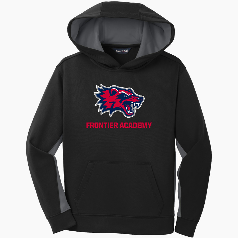 Frontier Academy Wolverines <span class="pdp-name-mascot">Frontier Academy Wolverines</span> Sport-Tek Youth Sport-Wick Fleece Colorblock Hooded Pullover