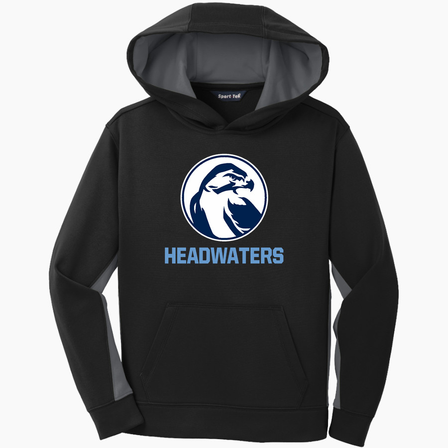 Headwaters Hawks <span class="pdp-name-mascot">Headwaters School Hawks</span> Sport-Tek Youth Sport-Wick Fleece Colorblock Hooded Pullover