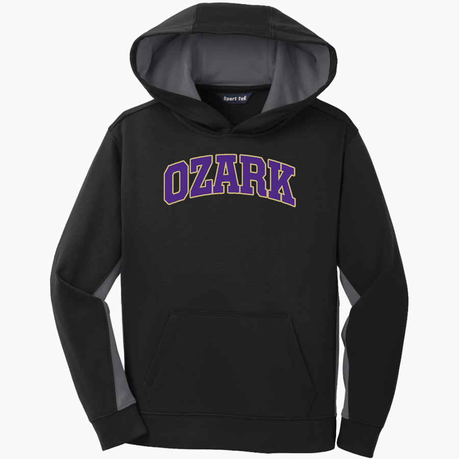 OZARK HIGH SCHOOL HILLBILLIES Sport-Tek Youth Sport-Wick Fleece Colorblock Hooded Pullover