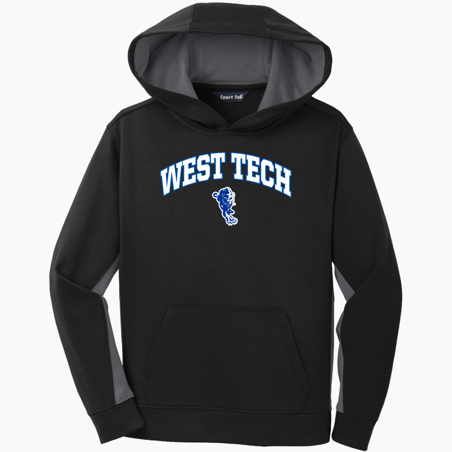West Tech Panthers <span class="pdp-name-mascot">West Tech Panthers</span> Sport-Tek Youth Sport-Wick Fleece Colorblock Hooded Pullover