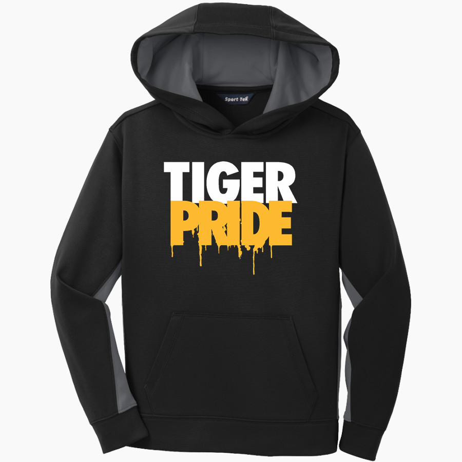 Olivet Nazarene Tigers <span class="pdp-name-mascot">Olivet Nazarene University Tigers</span> Sport-Tek Youth Sport-Wick Fleece Colorblock Hooded Pullover