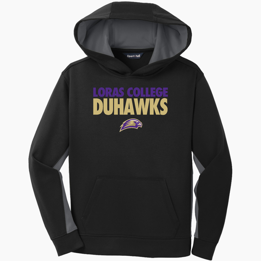 Loras College Duhawks Sport-Tek Youth Sport-Wick Fleece Colorblock Hooded Pullover