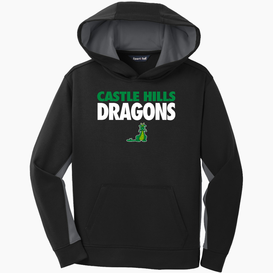 Castle Hills Dragons Sport-Tek Youth Sport-Wick Fleece Colorblock Hooded Pullover