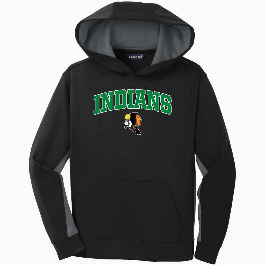 SEMINOLE COUNTY HIGH SCHOOL INDIANS Sport-Tek Youth Sport-Wick Fleece Colorblock Hooded Pullover