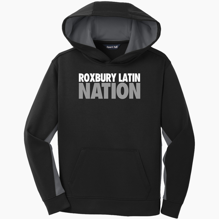 Roxbury Latin Sport-Tek Youth Sport-Wick Fleece Colorblock Hooded Pullover