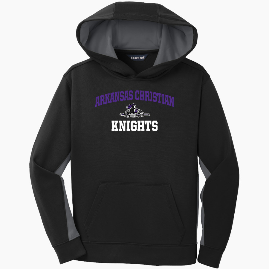 Arkansas Christian Knights Sport-Tek Youth Sport-Wick Fleece Colorblock Hooded Pullover