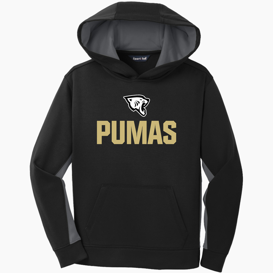 Idar Pumas <span class="pdp-name-mascot">Idar Pumas</span> Sport-Tek Youth Sport-Wick Fleece Colorblock Hooded Pullover