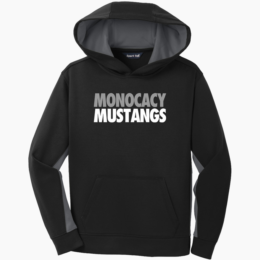 Monocacy Mustangs <span class="pdp-name-mascot">Monocacy Middle School Mustangs</span> Sport-Tek Youth Sport-Wick Fleece Colorblock Hooded Pullover