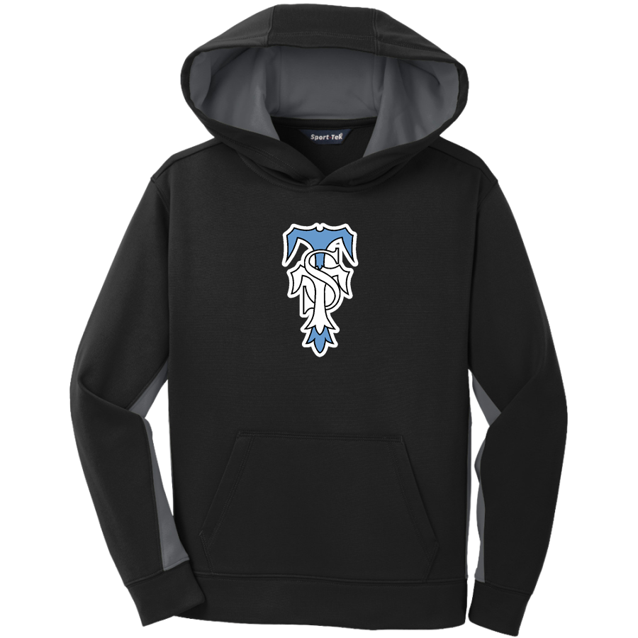 ST. TIMOTHY'S SCHOOL ST. TIMOTHY'S <span class="pdp-name-mascot">SAINT TIMOTHY'S ST TIM'S</span> Sport-Tek Youth Sport-Wick Fleece Colorblock Hooded Pullover