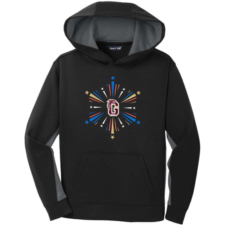 WM E GRADY VOC TECH SCHOOL FALCONS <span class="pdp-name-mascot">GRADY HIGH SCHOOL FALCONS</span> Sport-Tek Youth Sport-Wick Fleece Colorblock Hooded Pullover