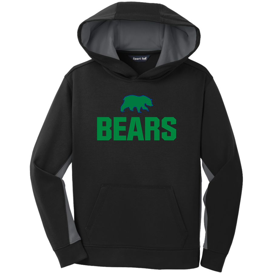 The Blake School BEARS ONLINE STORE <span class="pdp-name-mascot">Blake Bears</span> Sport-Tek Youth Sport-Wick Fleece Colorblock Hooded Pullover