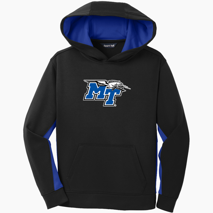 MTSU Blue Raiders Sport-Tek Youth Sport-Wick Fleece Colorblock Hooded Pullover