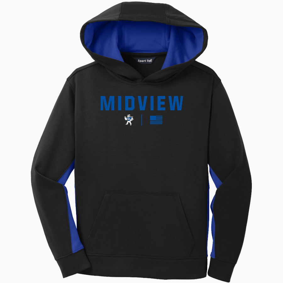 MIDVIEW MIDDIES #wearemidview <span class="pdp-name-mascot">MIDVIEW MIDDIES</span> Sport-Tek Youth Sport-Wick Fleece Colorblock Hooded Pullover
