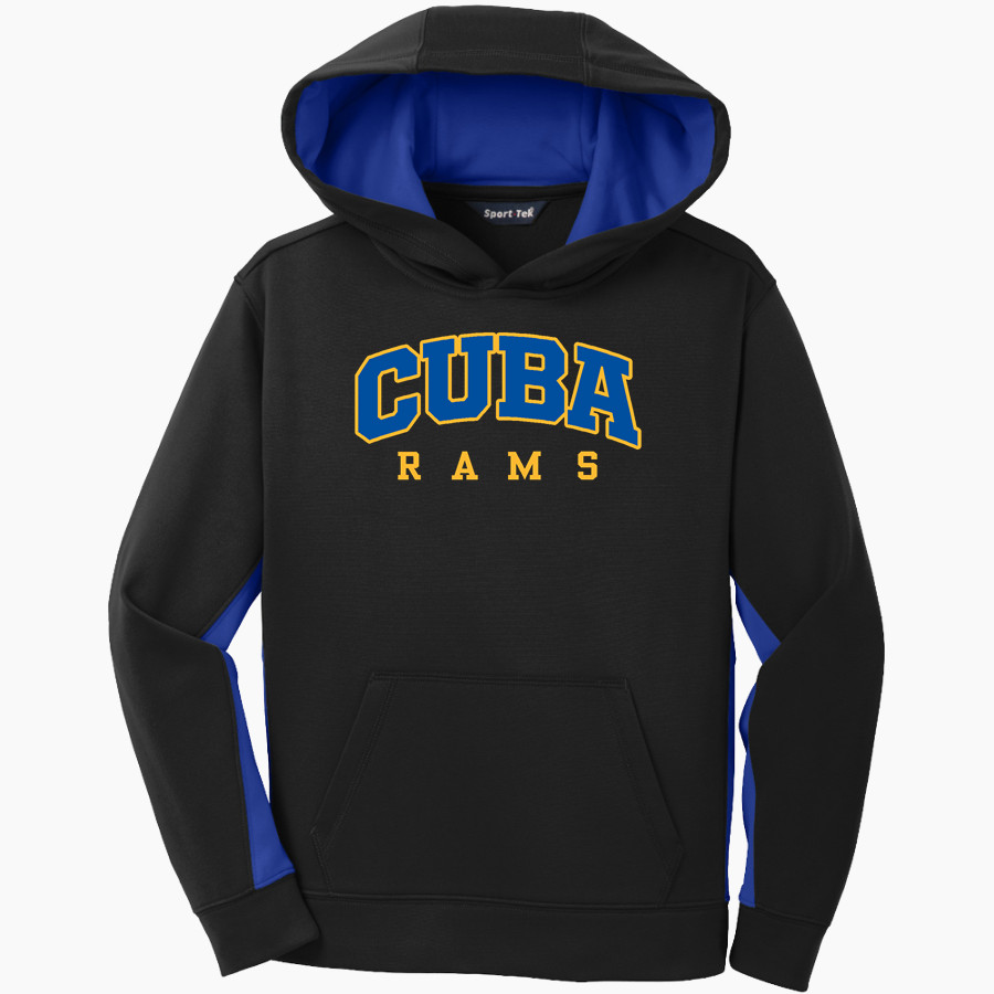 CUBA HIGH SCHOOL RAMS <span class="pdp-name-mascot">CUBA RAMS</span> Sport-Tek Youth Sport-Wick Fleece Colorblock Hooded Pullover