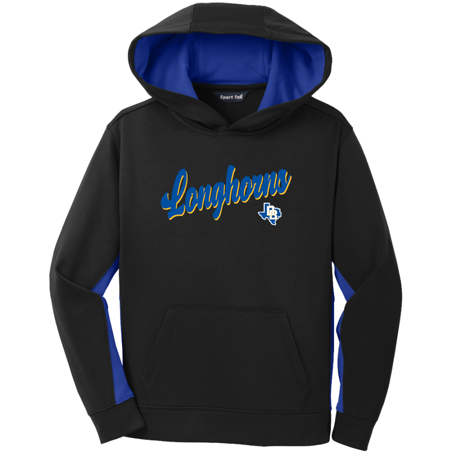 DIME BOX HIGH SCHOOL LONGHORNS <span class="pdp-name-mascot">DIME BOX LONGHORNS</span> Sport-Tek Youth Sport-Wick Fleece Colorblock Hooded Pullover