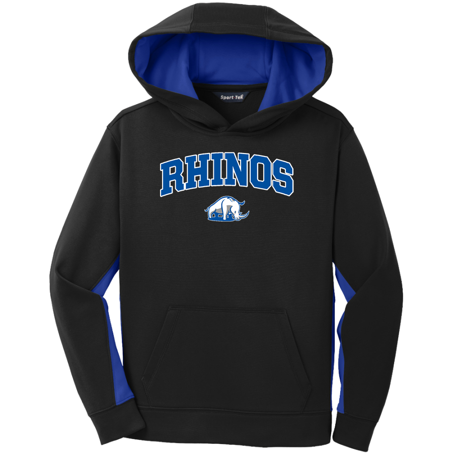 Justice Page Rhinos <span class="pdp-name-mascot">Justice Page Rhinos</span> Sport-Tek Youth Sport-Wick Fleece Colorblock Hooded Pullover