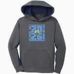 The GLOBE Academy Owls Sport-Tek Youth Sport-Wick Fleece Colorblock Hooded Pullover Front Thumbnail