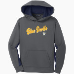 Victor Blue Devils <span class="pdp-name-mascot">Victor Blue Devils</span> Sport-Tek Youth Sport-Wick Fleece Colorblock Hooded Pullover Front Thumbnail
