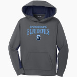 Springbrook Blue Devils <span class="pdp-name-mascot">Springbrook Blue Devils</span> Sport-Tek Youth Sport-Wick Fleece Colorblock Hooded Pullover Front Thumbnail