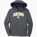 Akins Eagles Sport-Tek Youth Sport-Wick Fleece Colorblock Hooded Pullover Front Thumbnail
