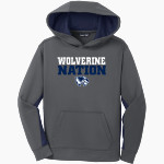 WEST GEAUGA HIGH SCHOOL WOLVERINES ONLINE STORE <span class="pdp-name-mascot">WEST GEAUGA WOLVERINES</span> Sport-Tek Youth Sport-Wick Fleece Colorblock Hooded Pullover Front Thumbnail
