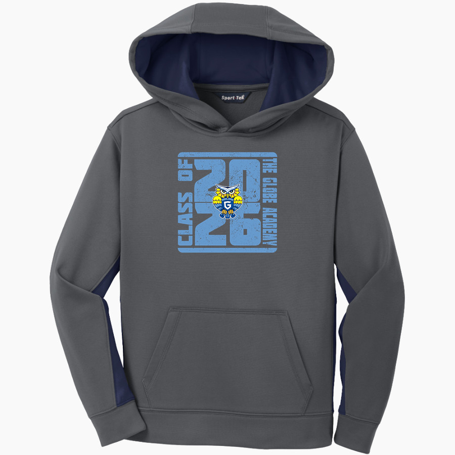 The GLOBE Academy Owls Sport-Tek Youth Sport-Wick Fleece Colorblock Hooded Pullover