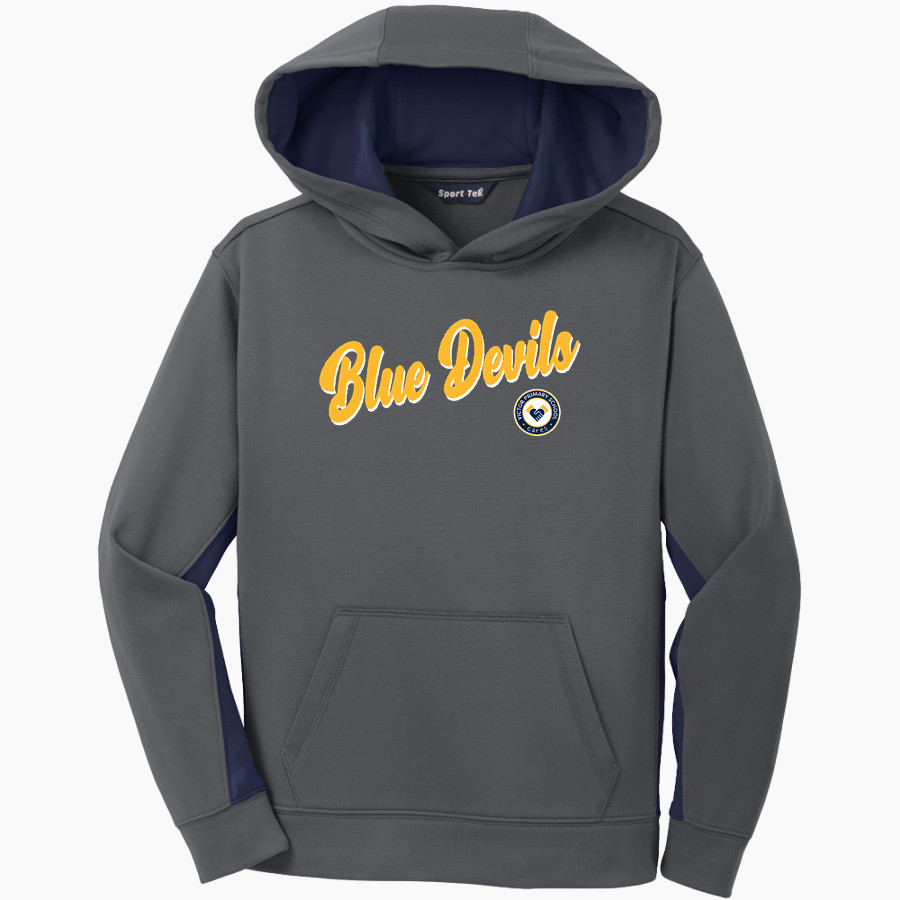 Victor Blue Devils <span class="pdp-name-mascot">Victor Blue Devils</span> Sport-Tek Youth Sport-Wick Fleece Colorblock Hooded Pullover