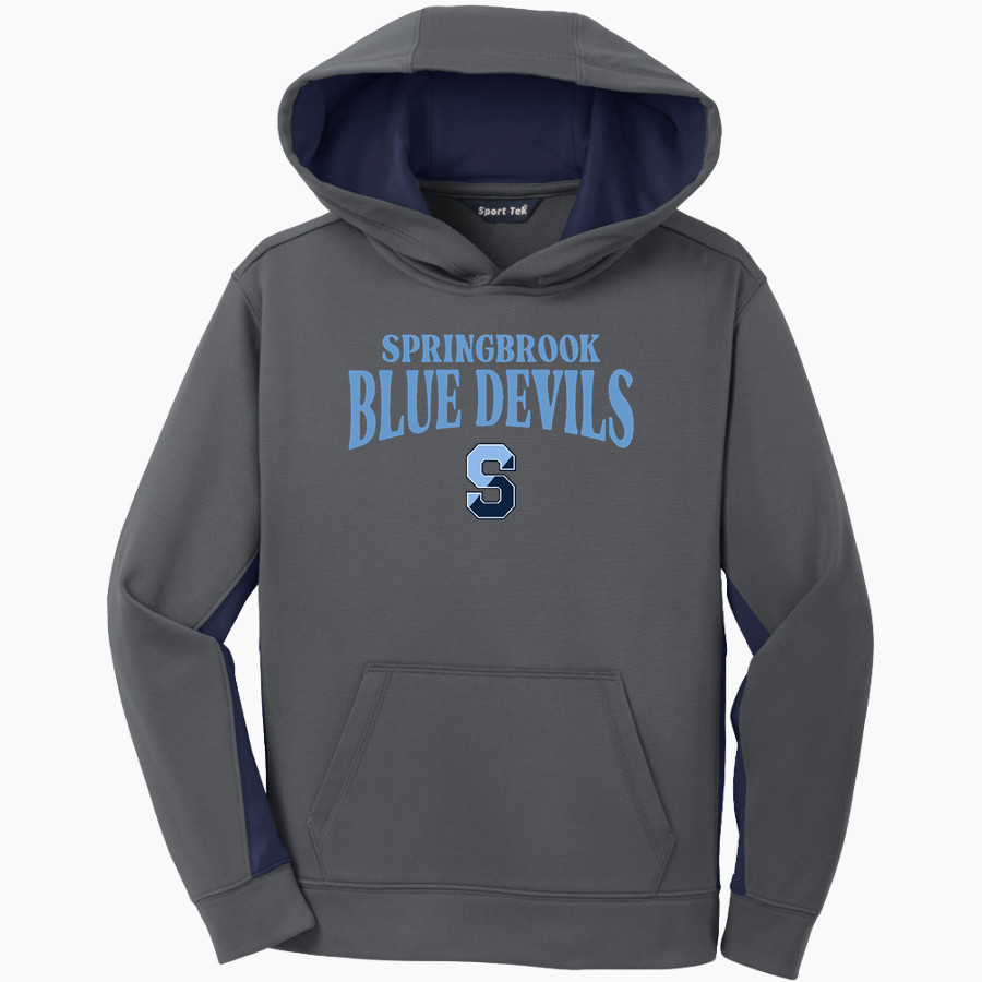 Springbrook Blue Devils <span class="pdp-name-mascot">Springbrook Blue Devils</span> Sport-Tek Youth Sport-Wick Fleece Colorblock Hooded Pullover